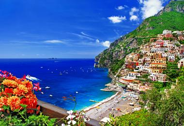 Positano beach on the Amalfi Coast, Italy