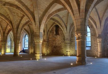 arches in the medieval crypt of the palais du tau