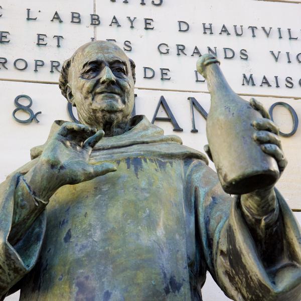 Dom Perignon statue, Epernay, Champagne Region, France