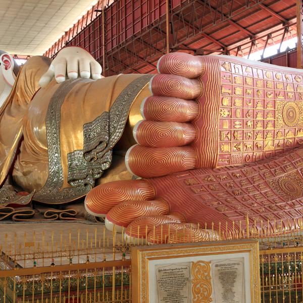 Reclining Buddha in Yangon in Myanmar