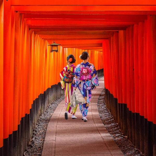 Geisha at the Fushimi Inari Shrine in Japan