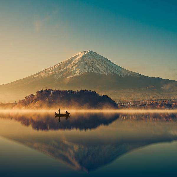 Mount Fuji and Lake Kawaguchiko in Japan