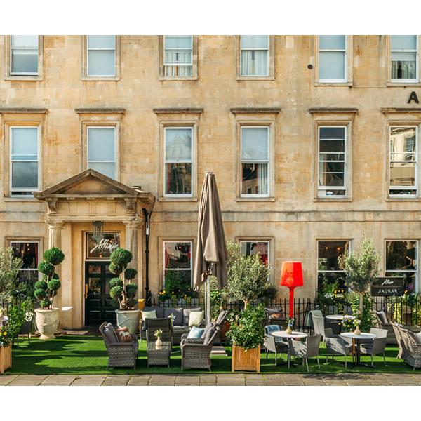Classic Georgian exterior of Abbey Hotel in Bath