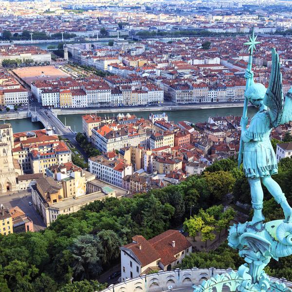 Lyon from the top of Notre Dame de Fourviere