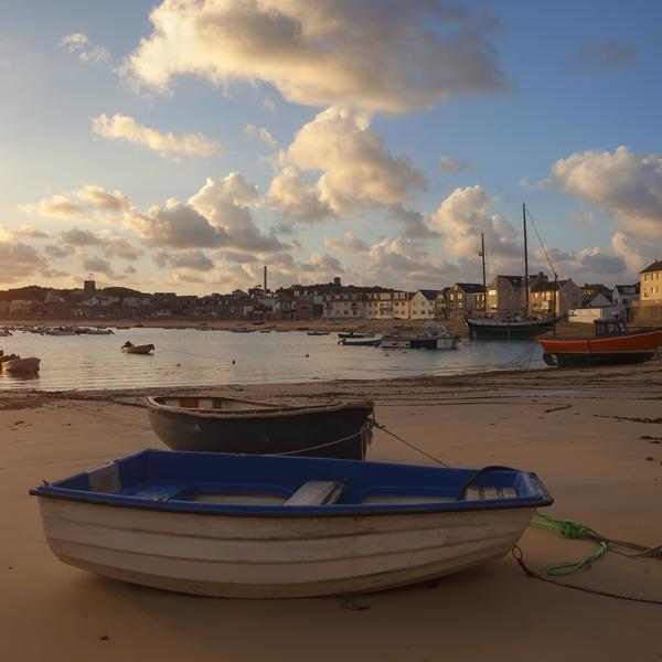 Scilly Isles harbour at sunset