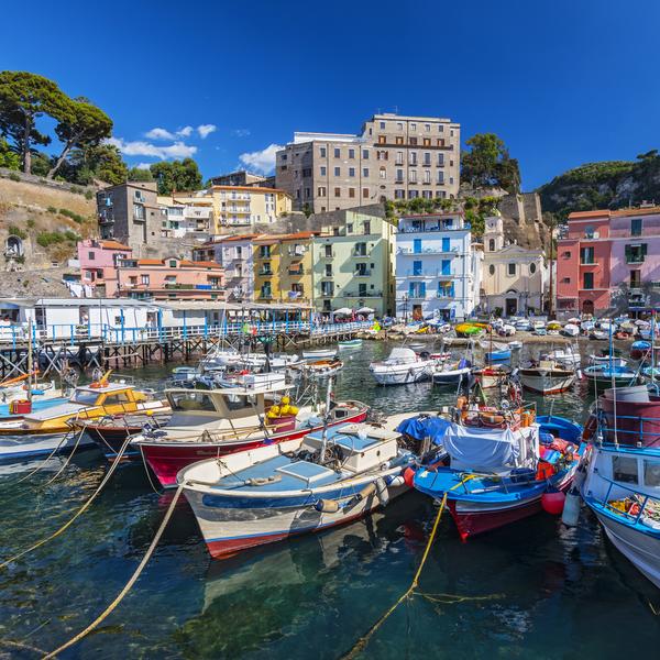 Small fishing boats in the harbour Marina Grande, Sorrento